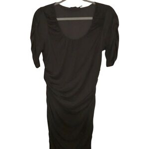 The Limited  size medium black scoop neck dress shirred at sides & sleeve